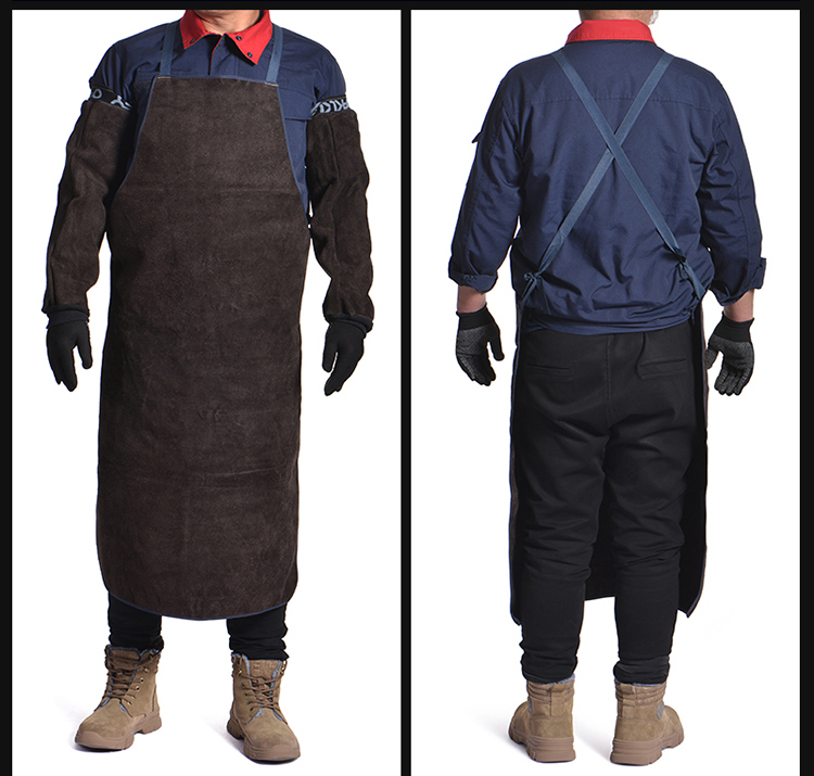 焊工牛皮围裙焊工防烫真牛皮电焊工专用围裙焊工防护劳保围裙pws黄色