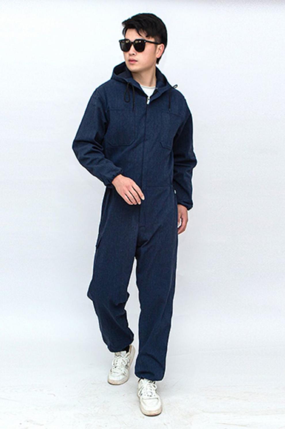 连体工作服套装男牛仔连体衣电焊汽修喷漆劳保服防尘服透气耐磨牛仔