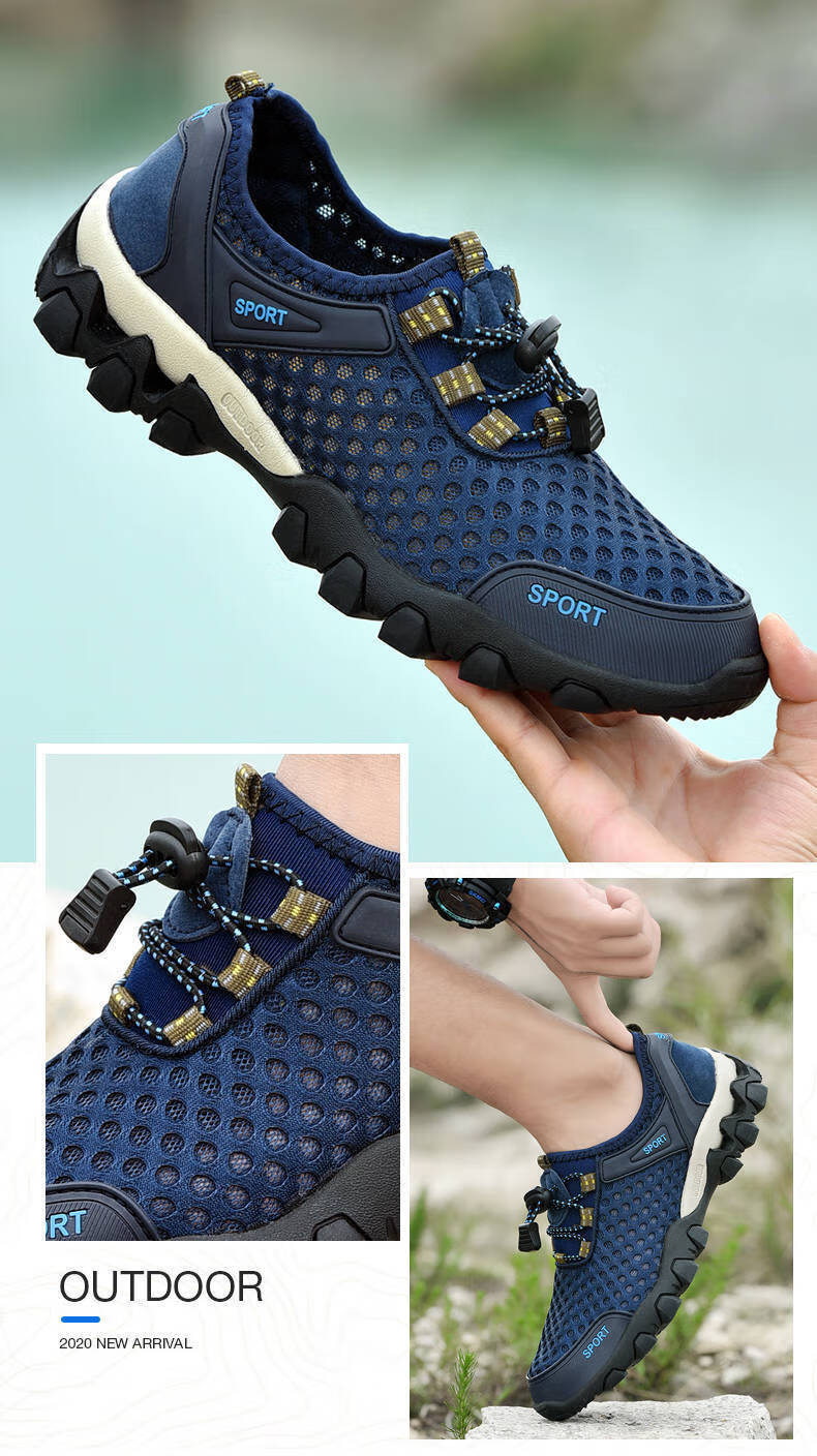 飞行员空调鞋 广州十三行男鞋英伦班纳2022新款户外软底网面一脚蹬