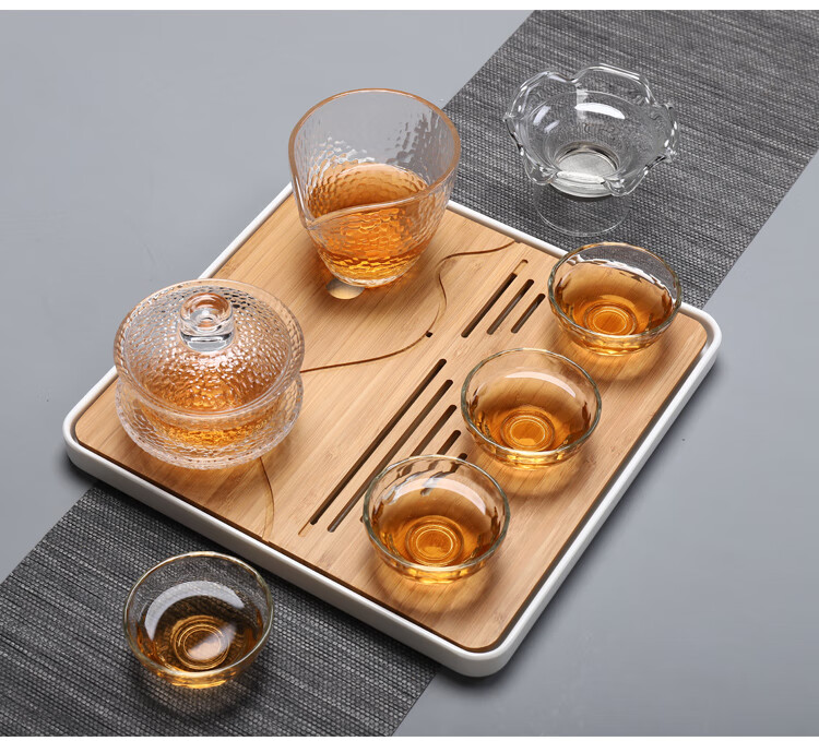 祥福竹茶盘祥福小号盛水茶盘旅行茶具竹制茶盘茶池茶台茶海静观福临盘