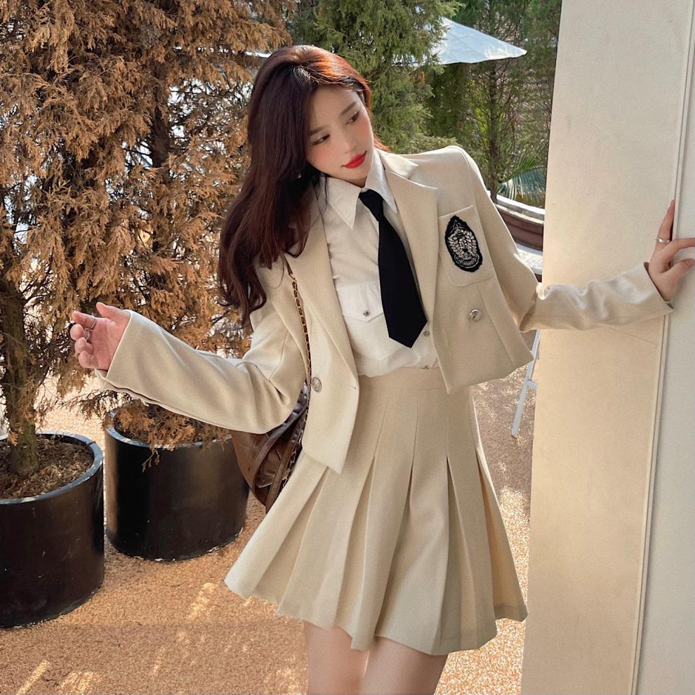 新品初中生女生jk制服套装学院风西装外套炸街女秋季英伦风韩国校服