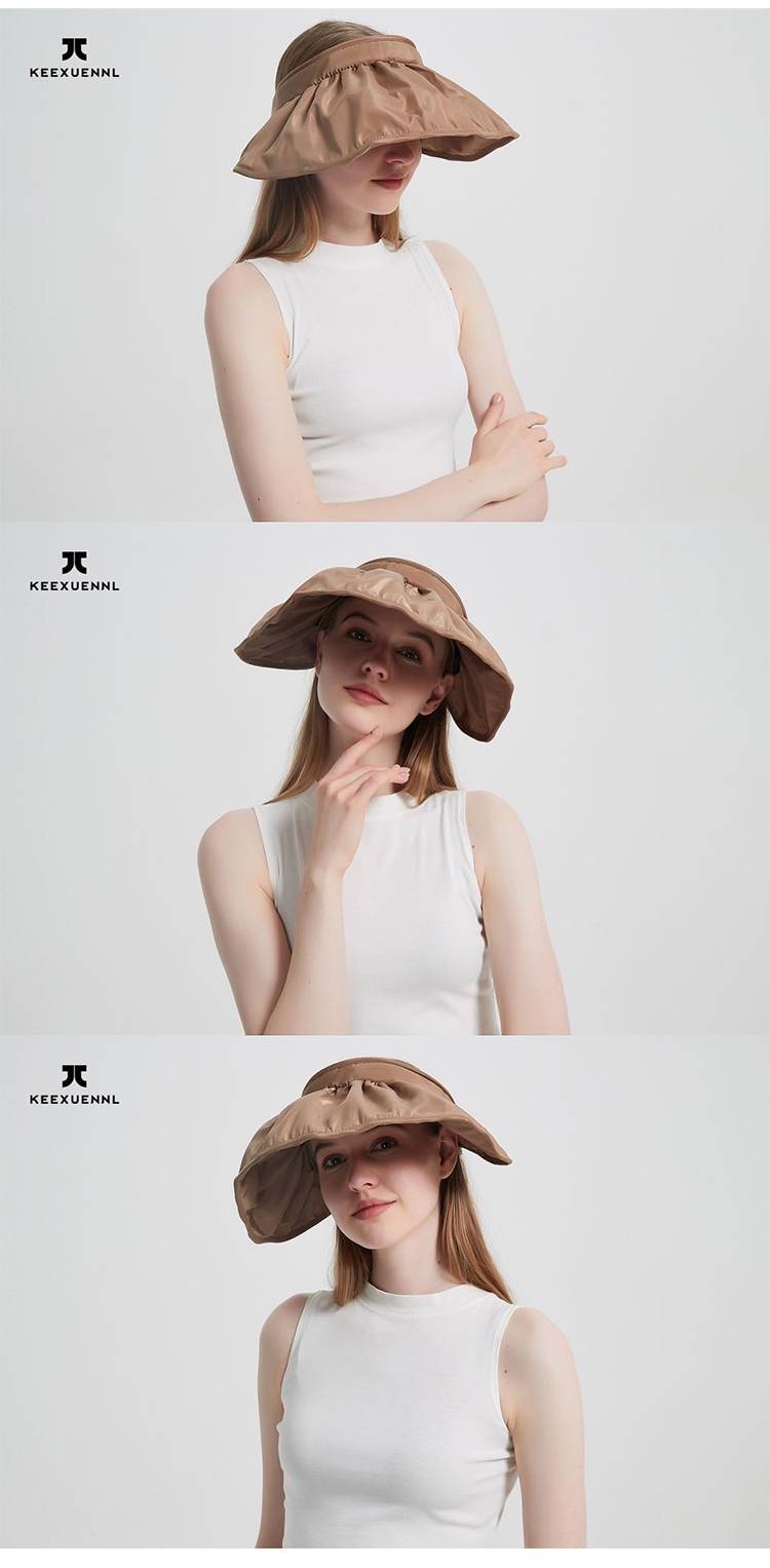 空顶防晒帽可调节 珂宣尼防晒帽女夏季沙滩遮阳空顶可调节遮脸贝壳