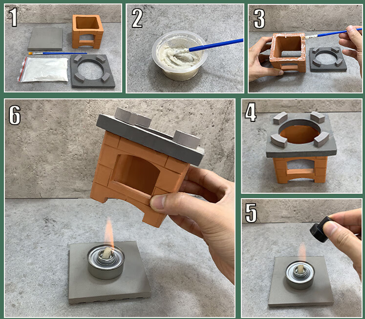 儿童小锅灶小火炉小泥瓦匠手工制作diy小屋别墅盖造模型儿童玩具 diy