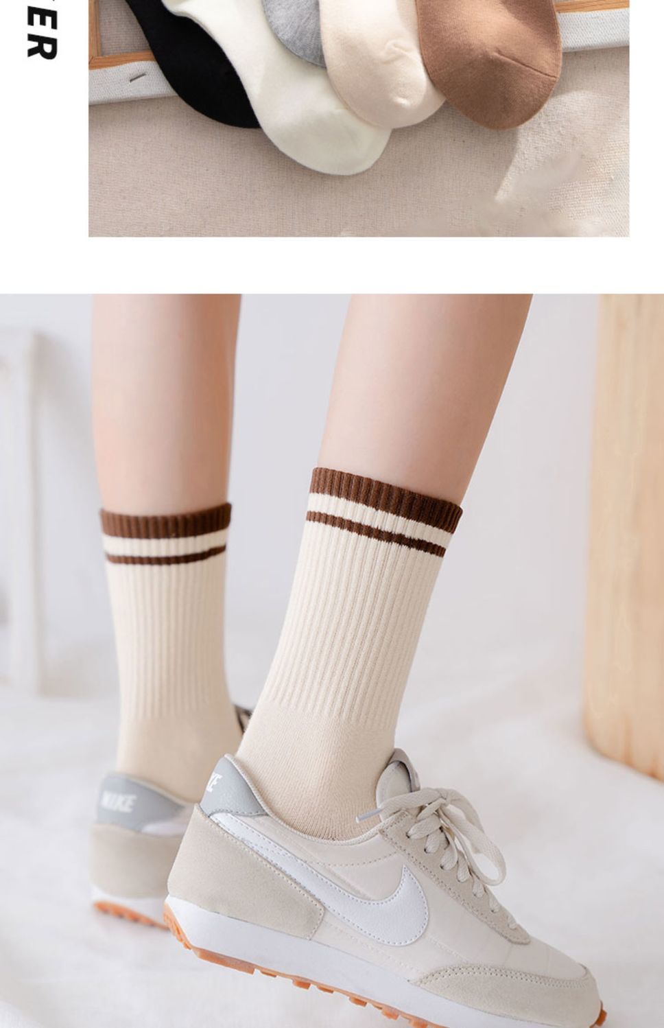 祙孑袜子女款秋冬季韩版中筒棉袜ins潮流百搭运动学生长筒袜女士堆堆5