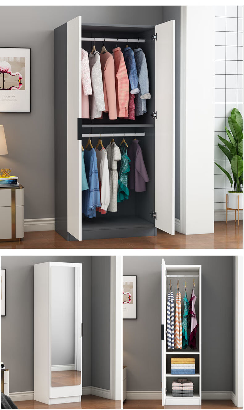 佑迪衣柜带镜子简约经济型家用出租房卧室穿衣镜客厅小户型大衣橱衣柜