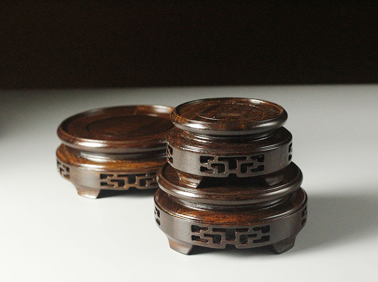 木木园底座增高雕花木托瓷瓶花瓶木座工艺品摆件鱼缸底座托架浮雕洋花