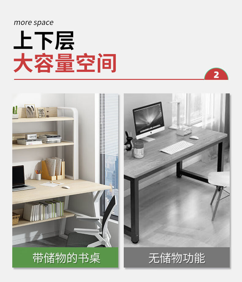 杜裕惟（DUYUWEI）学习桌成人高中电脑桌书桌书架组合一体桌家用简约卧室简易学习桌子办公写字桌 140cm蓝松木色【升级双层】