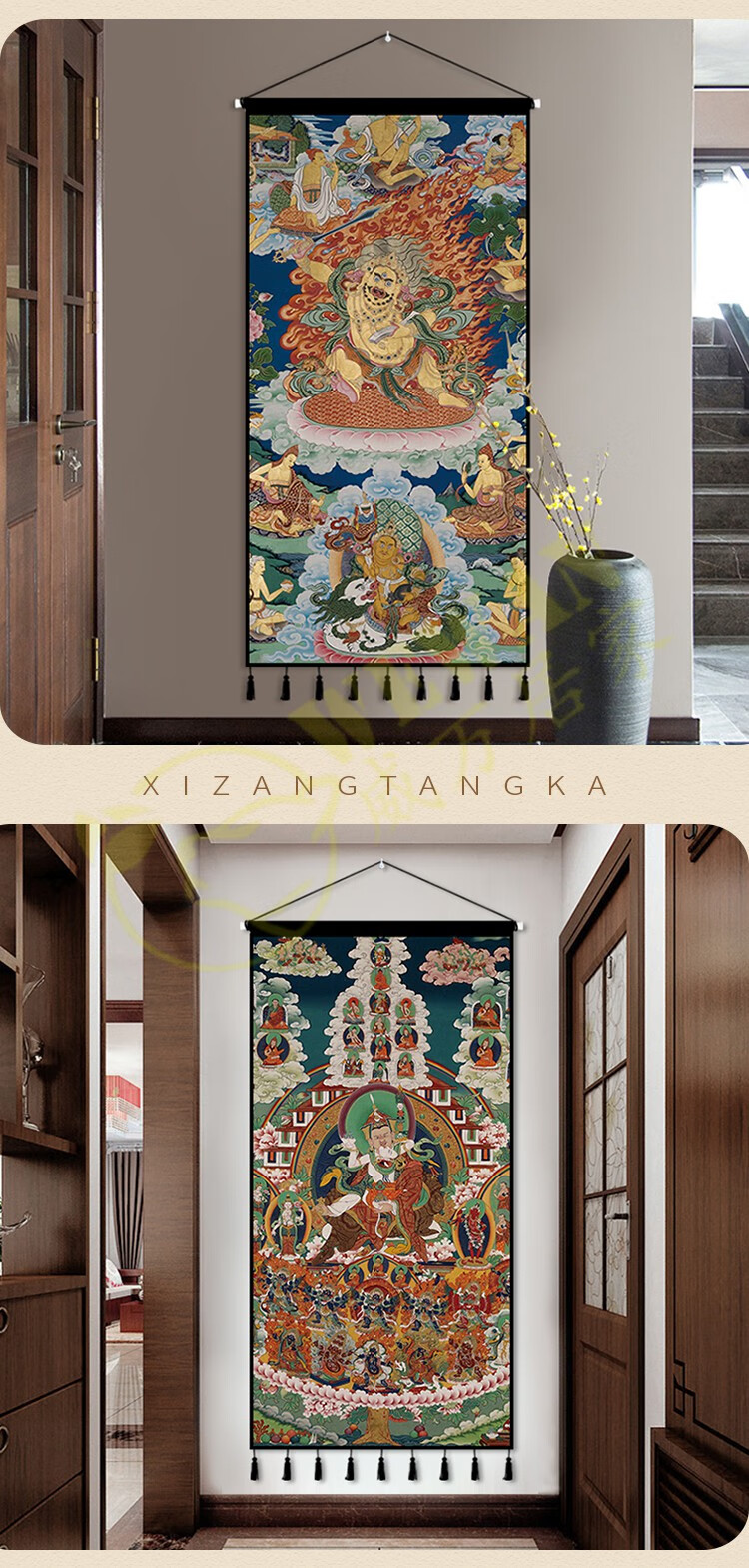 威万wewan藏式唐卡佛像挂布背景布客厅玄关布艺挂毯墙面装饰挂画定制