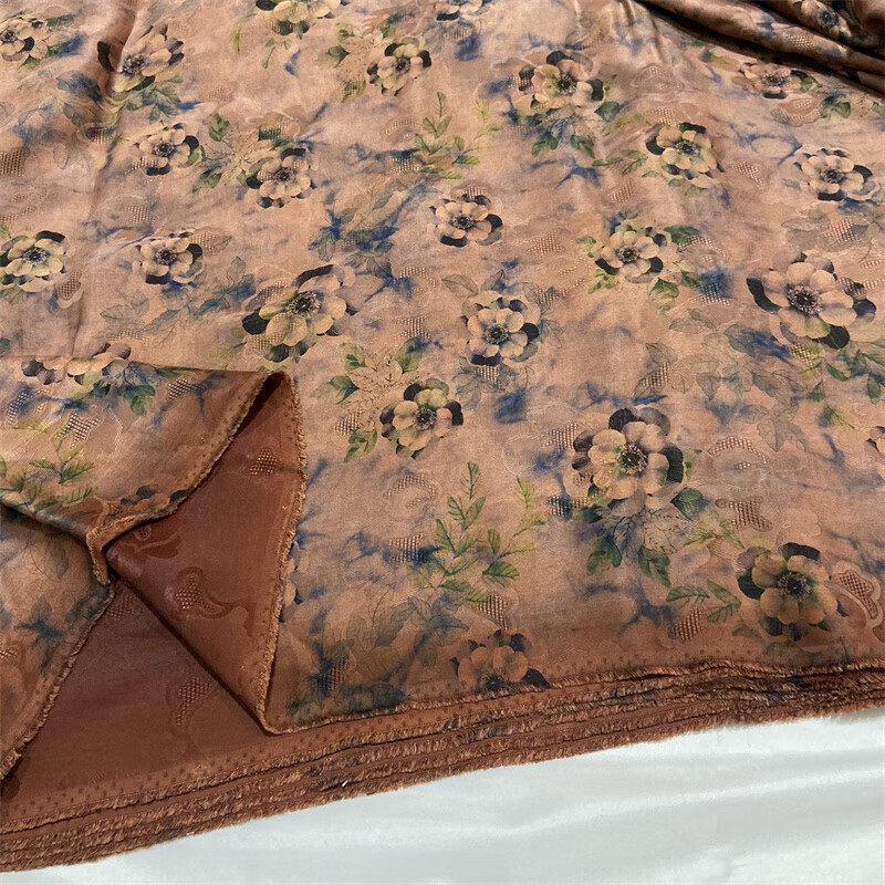 布头 香云纱桑零布头面料正宗顺德古风丝绸莨绸布料 09号花萝香云纱