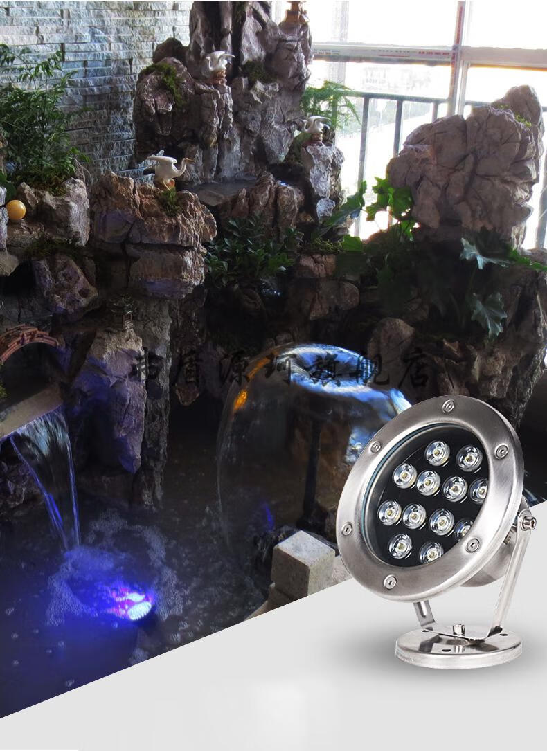 水底灯led防水鱼池灯水下灯彩色9w投射灯喷泉户外亮化景观投光灯3w红