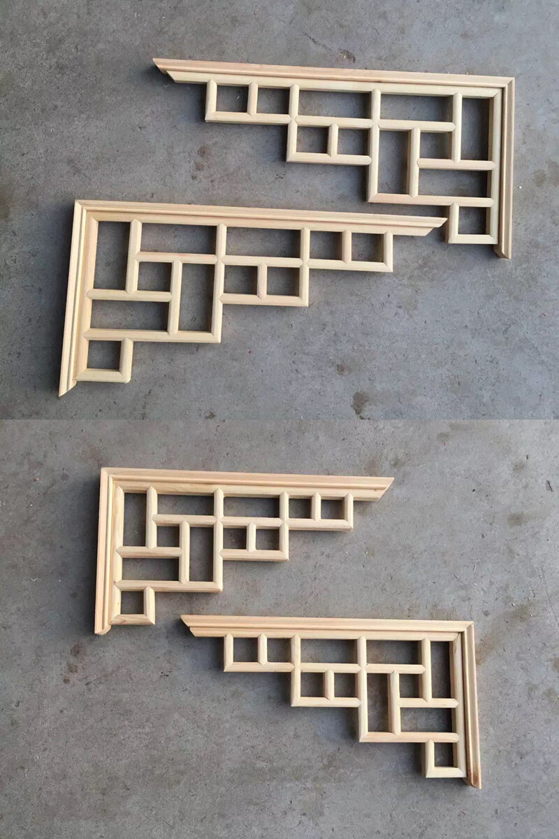 中式实木角花木雕背景实木花格隔断吊顶复古角花装饰榫卯工艺 40*40