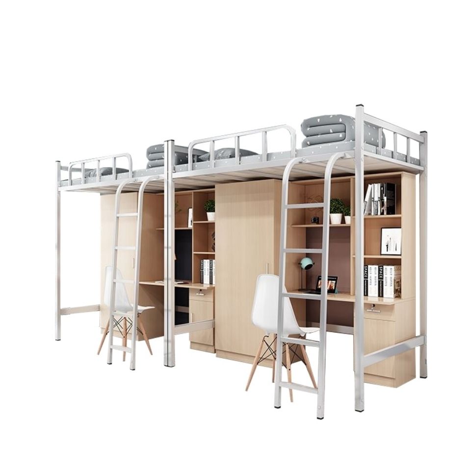 高低床上床下桌大学生公寓床高架床员工宿舍衣柜书桌一体组合床铁床