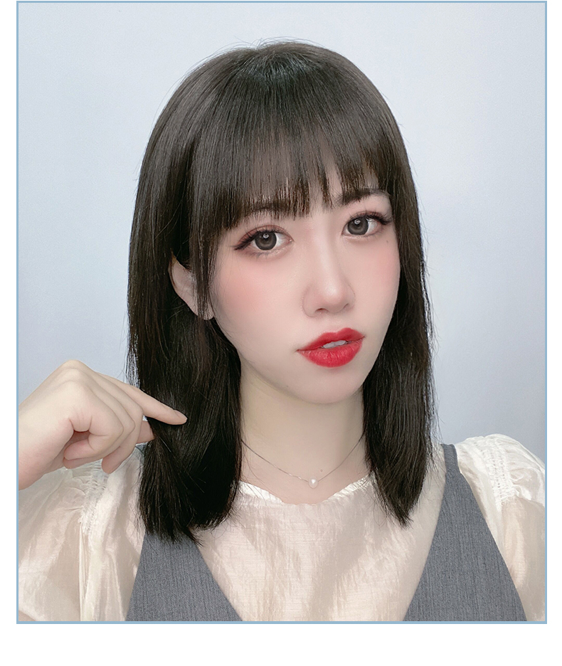 汀梵黎漫画齐碎刘海假发片女假刘海自然真发无痕头顶遮白发补发片遮盖