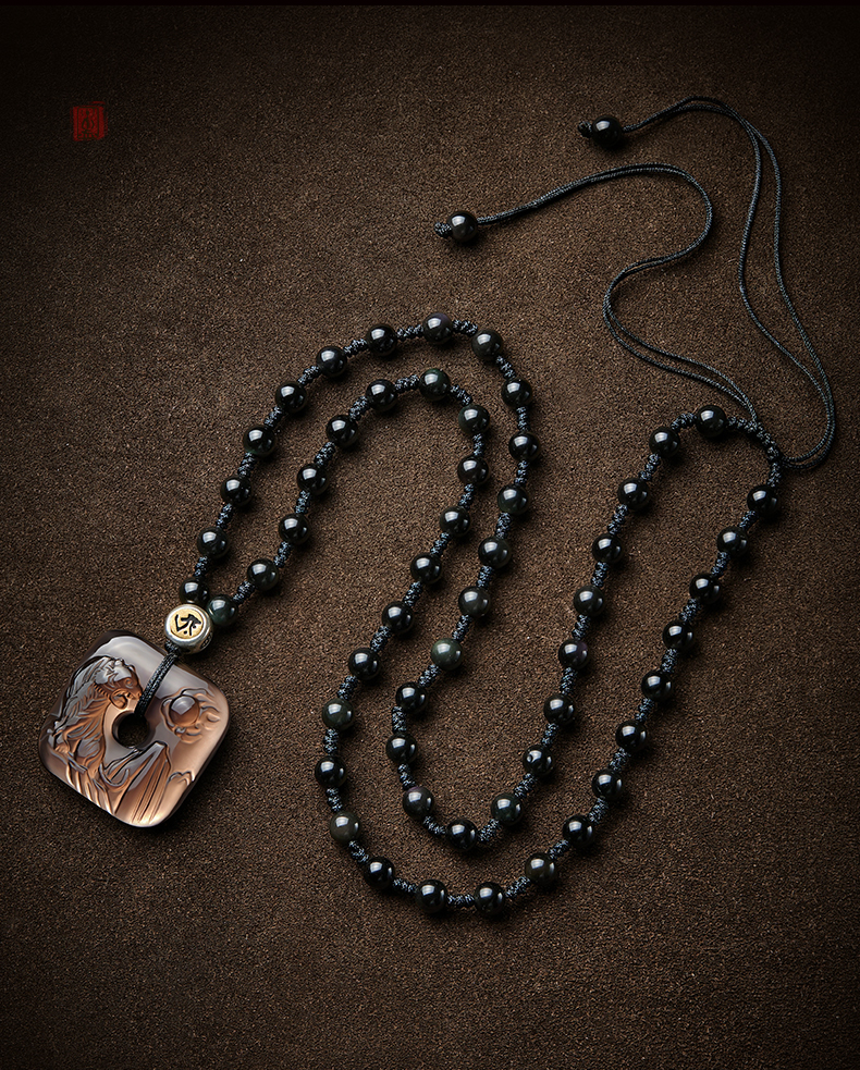 月石缘原创鸣虎赐瑞黑曜石平安扣吊坠男虎年本命年礼物小老虎生肖属虎