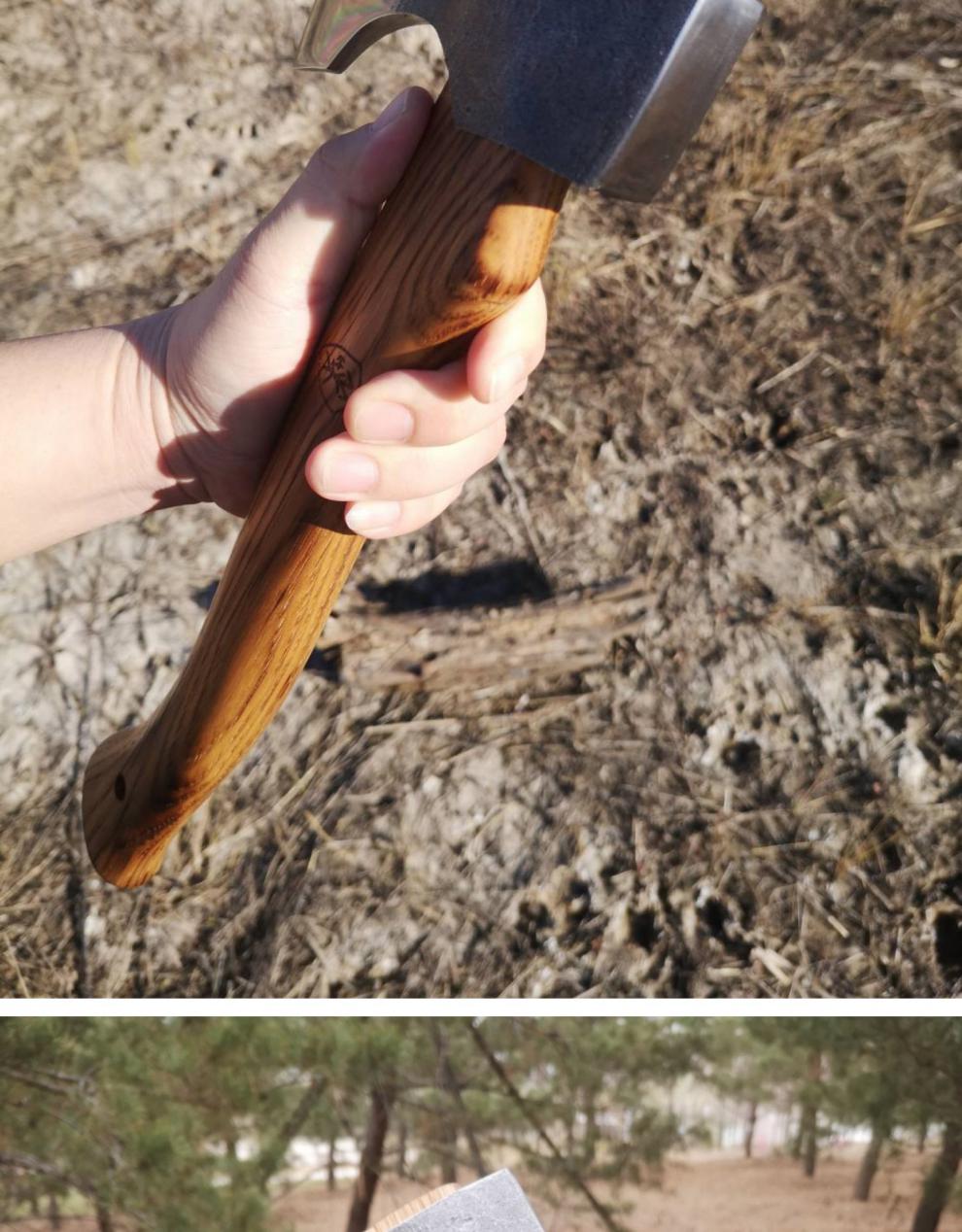 开山斧尼曼斧户外野营斧锻打斧头小手斧子全钢工具赠手工皮斧套锻皮斧