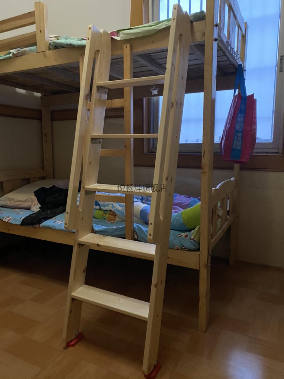 宿舍上铺神器梯子 木梯子上下铺寝室梯子高低床家用直梯扶手梯实木