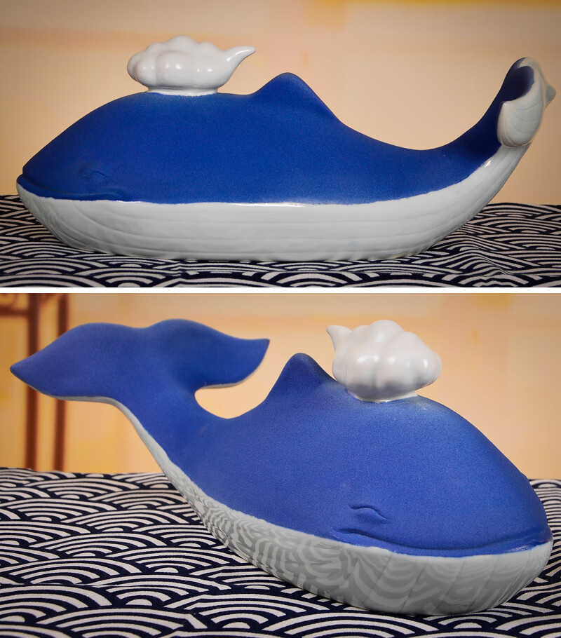 景德镇陶瓷鲸鱼瓷器现代艺术摆件家居装饰品工艺品 红色鲸鱼【图片