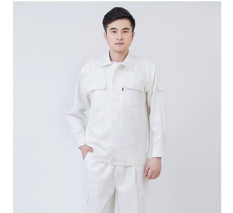 秋冬阻燃钢厂服套装男中核二三电焊工作服加厚劳保服耐烫白色 纯白