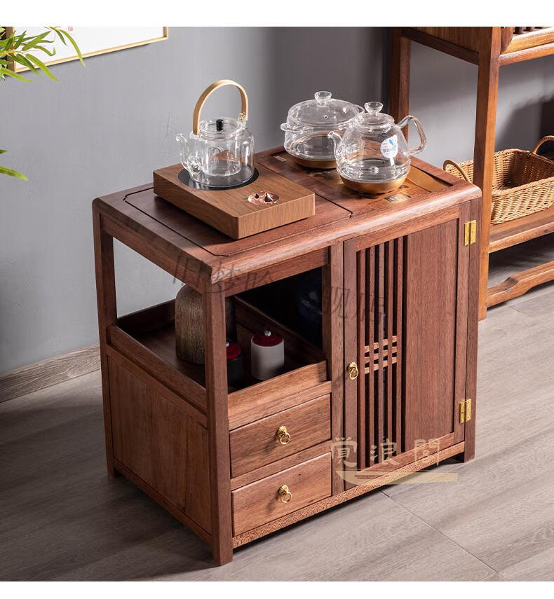 茶吧机一体柜多用的胡桃木茶台实木茶水柜家用茶边柜烧水壶一体茶吧机