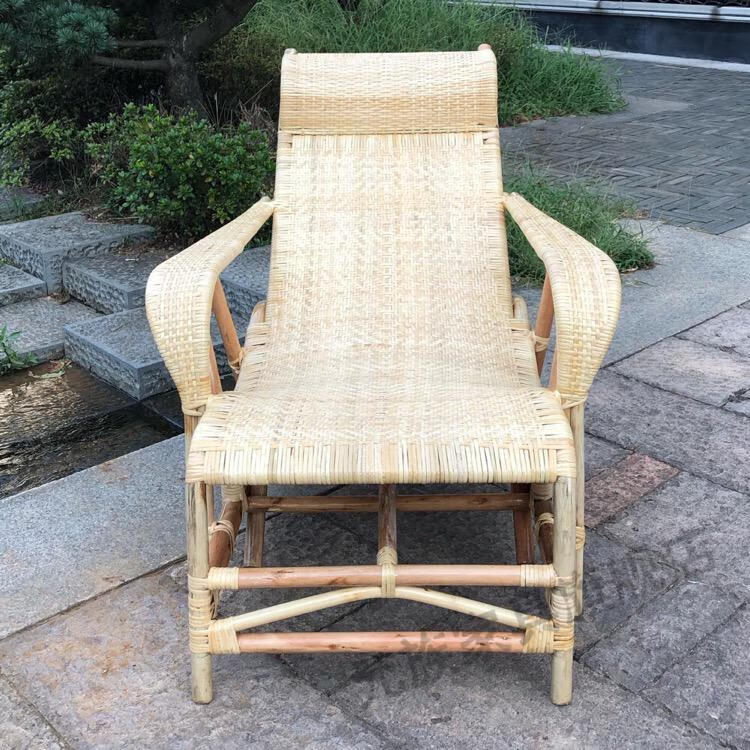 竹椅躺椅老式真藤皮植物藤躺椅午睡椅藤椅摇椅藤编竹编竹椅懒人躺椅
