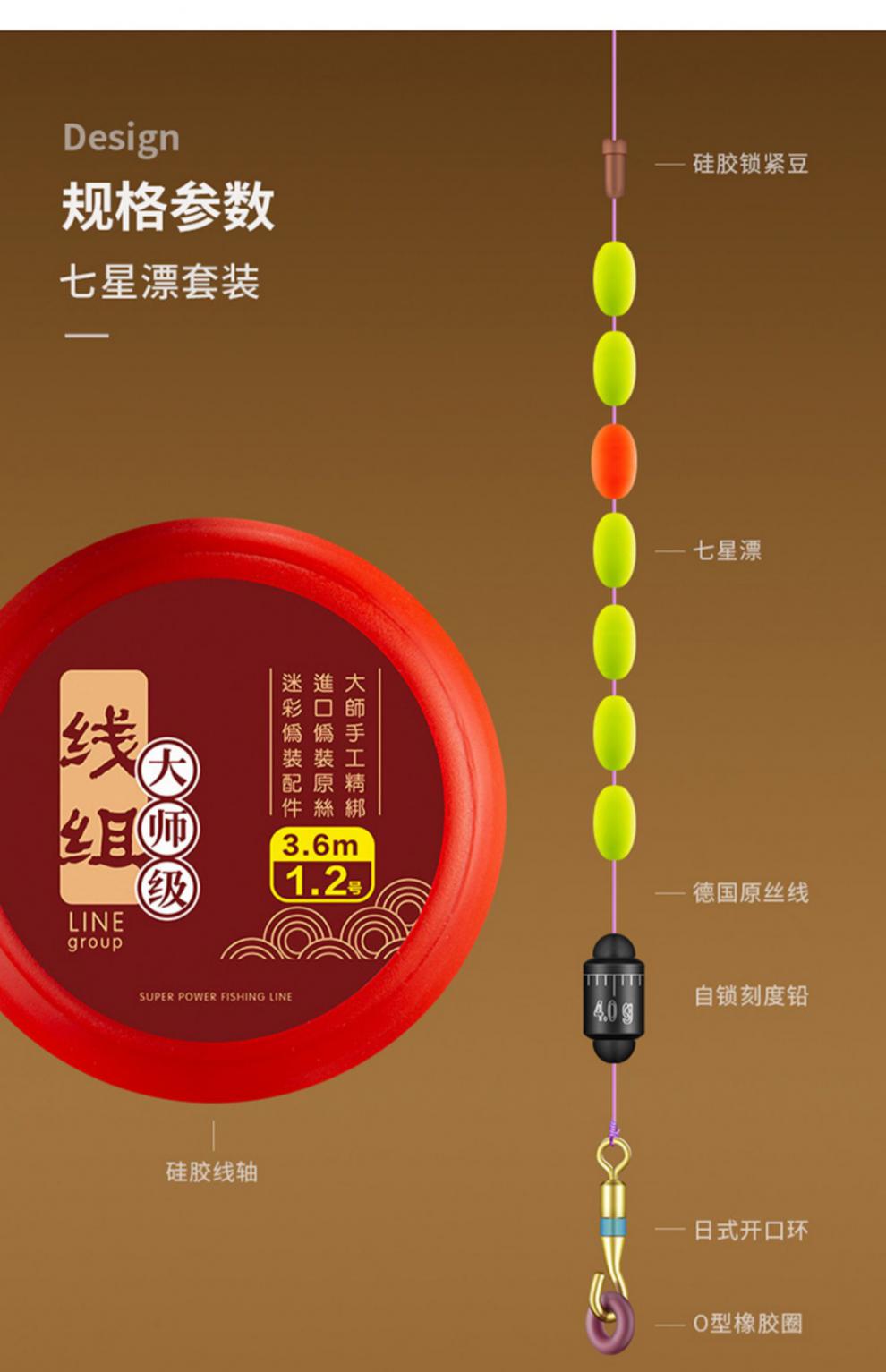 化氏品牌鱼线钓鱼线组套装竞技七星漂无豆方便成品绑好主线缓冲卸力