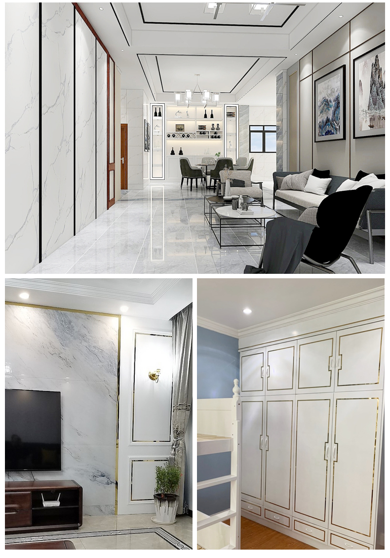 墙边框自粘平板石膏线背胶镜面黑钛金不锈钢平板装饰条长244米10mm