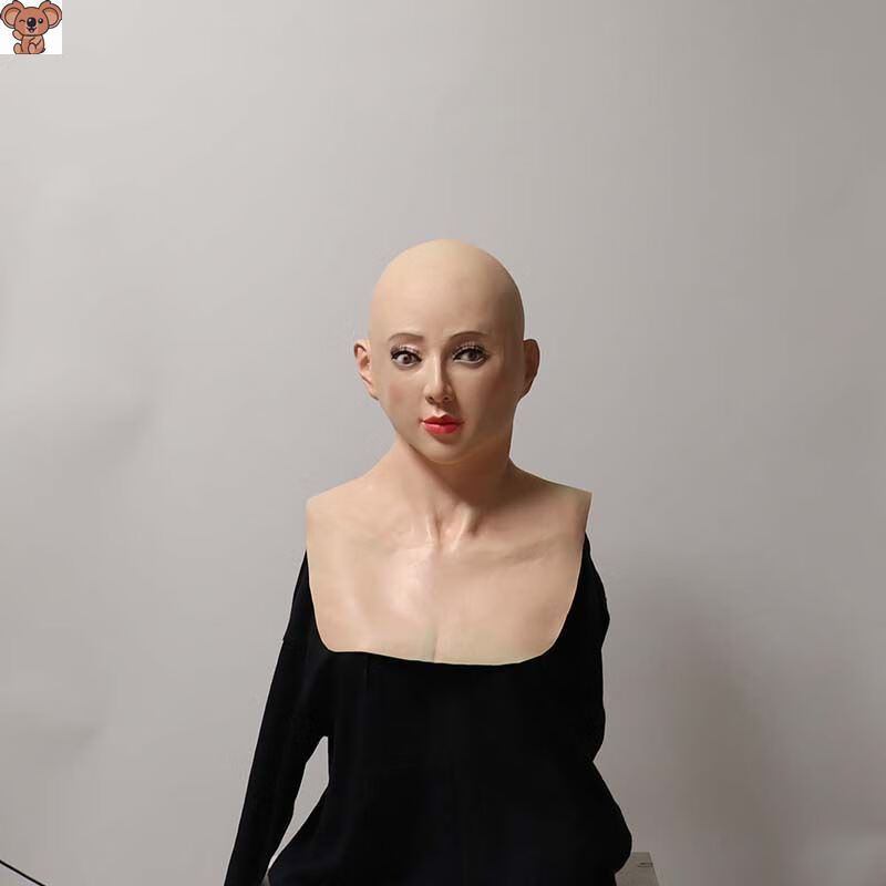 硅胶人脸面具 3d立体人脸面具直播美女头套光头男女搞笑头罩角色装扮