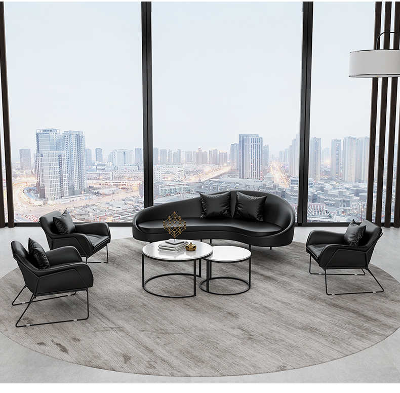 周大咖轻奢品牌简约现代办公室接待室皮质办公沙发组合办公商务休闲