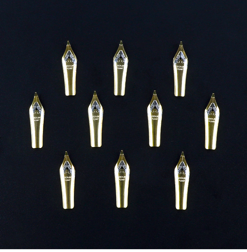 钢笔笔尖笔头大明尖05美工尖弯尖08通用英雄永生铱金笔尖金色五只装0