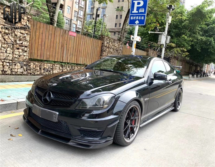 适用于w204奔驰c63改装件碳纤维amg507小包围前唇铲后唇侧裙尾翼后包