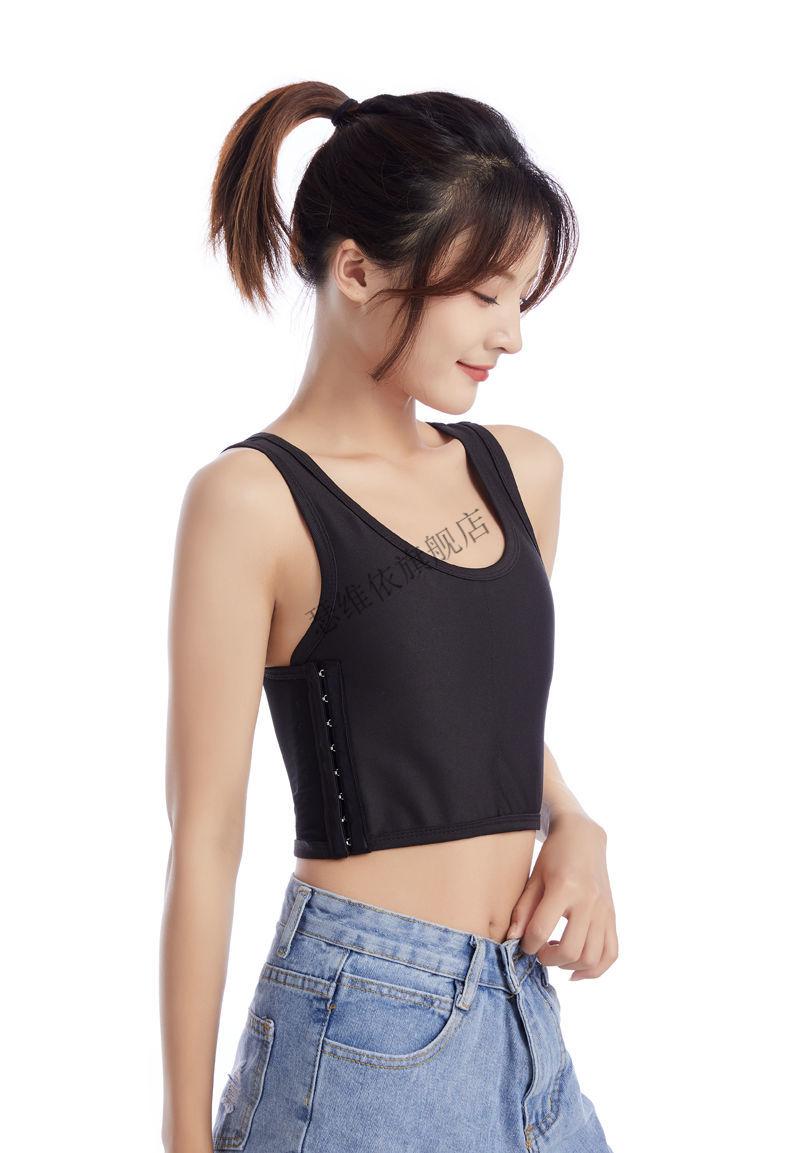 les帅t束胸内衣短款夏薄拉链束胸衣运动学生塑胸裹胸女显胸小缩胸中开