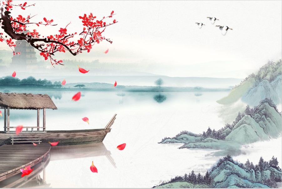 新款3d古风拍照背景布20网红直播背景墙中式古风养生直播间背景布3d