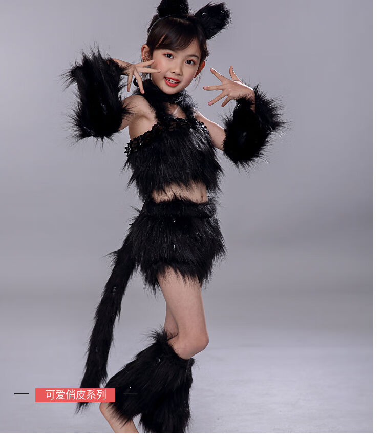 儿童动物演出服女童小猫波斯猫学猫叫舞台表演服幼儿可爱花猫舞蹈