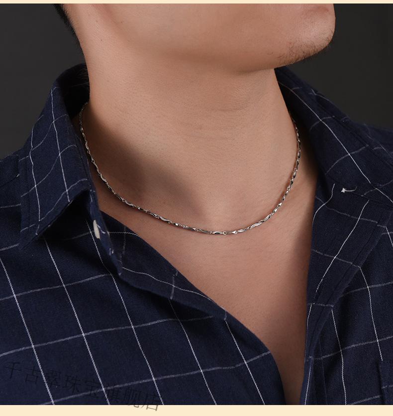 千古翠银链子925银项链男士潮款韩版时尚饰品八面蛇骨链礼物50cm长