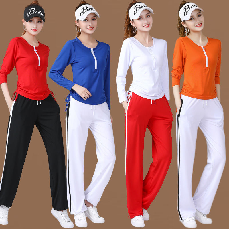 透气舒适广场舞服装女运动套装女跳舞衣服套装新款健身操秋季运动裤