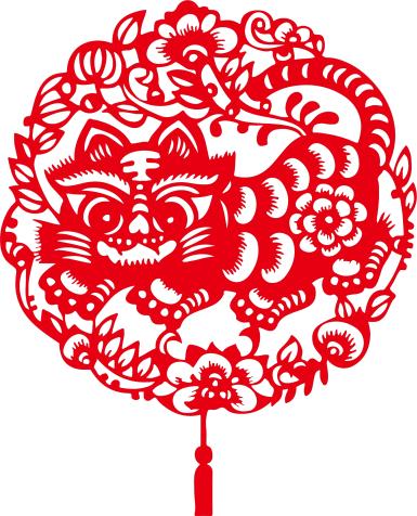 元旦虎年刻画剪纸中国风窗花春节老虎图案生肖底稿diy木质裱框一个