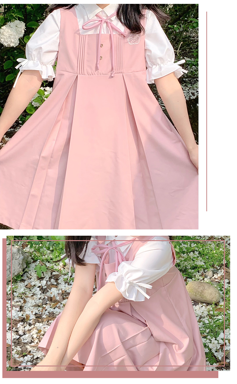 日系jk制服卡奶裙套装可爱幼稚园夏季护奶裙连衣裙学院风zs 水蓝色卡