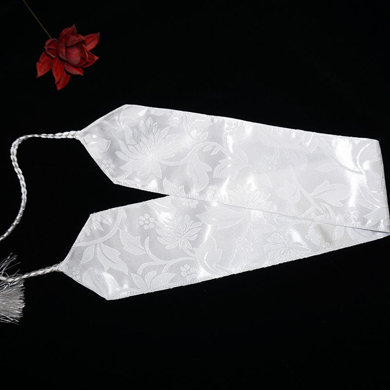 亚百鹿古风腰封女士全长220厘米文艺清新莲花提花腰带古风汉服腰封