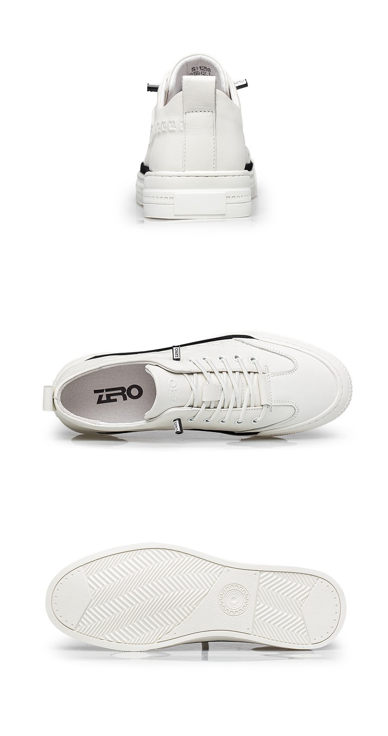 官方发售zero零度板鞋2021夏新品男鞋头层牛皮休闲皮鞋套脚小白鞋子男