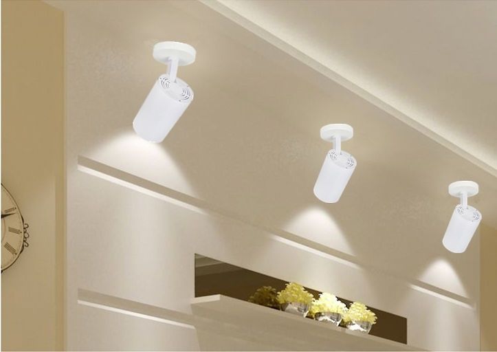 led明装吸顶7w20w30瓦免开孔座式无轨道射灯亮服装暖白中光 正白光