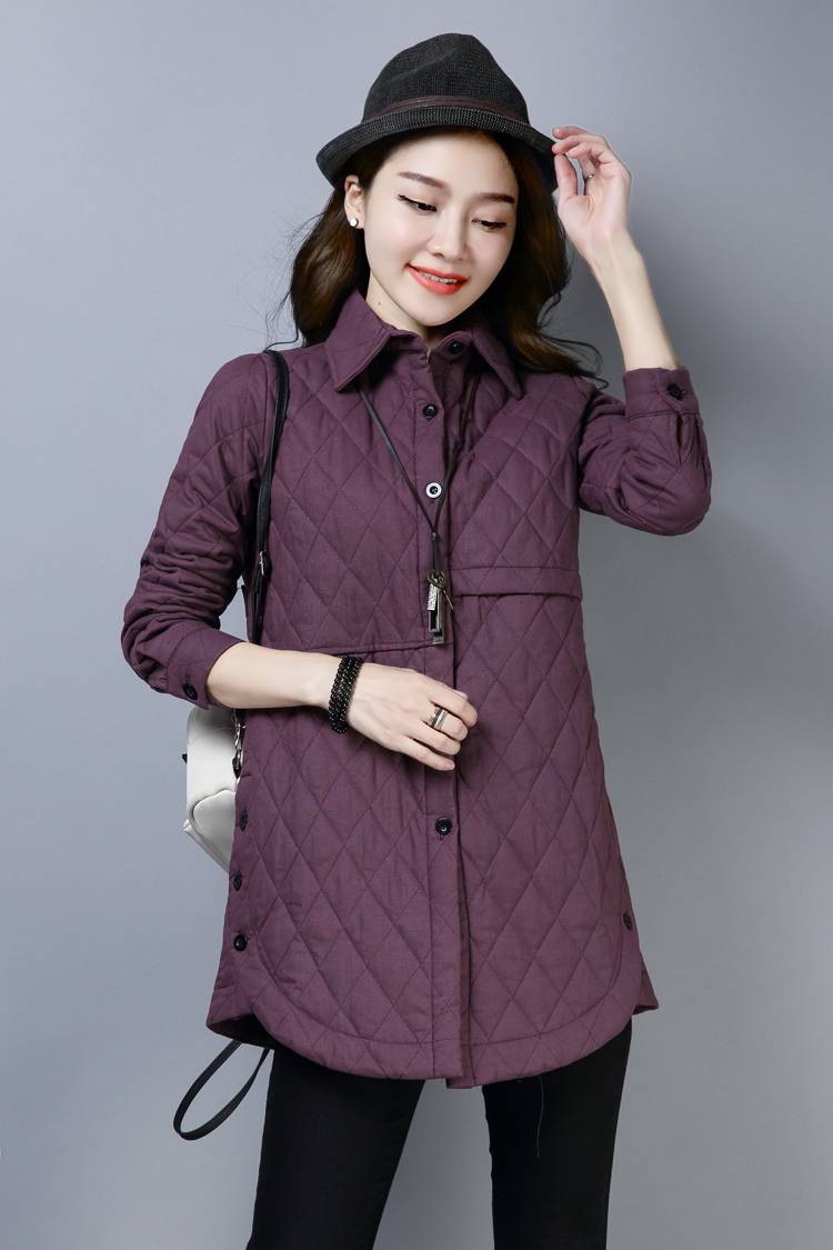 恒源祥棉服女加棉秋冬加厚棉麻棉衣冬中长款显瘦夹棉冬天女士妈妈奶奶