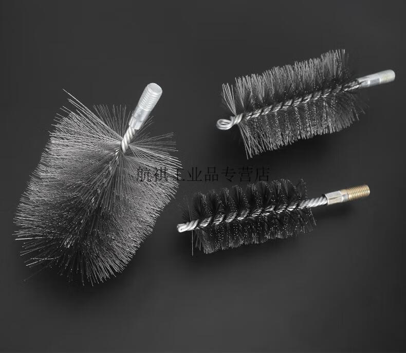 福奥森 管道钢丝刷不锈钢丝电动带杆去毛刺管道内孔除锈抛光研磨管道