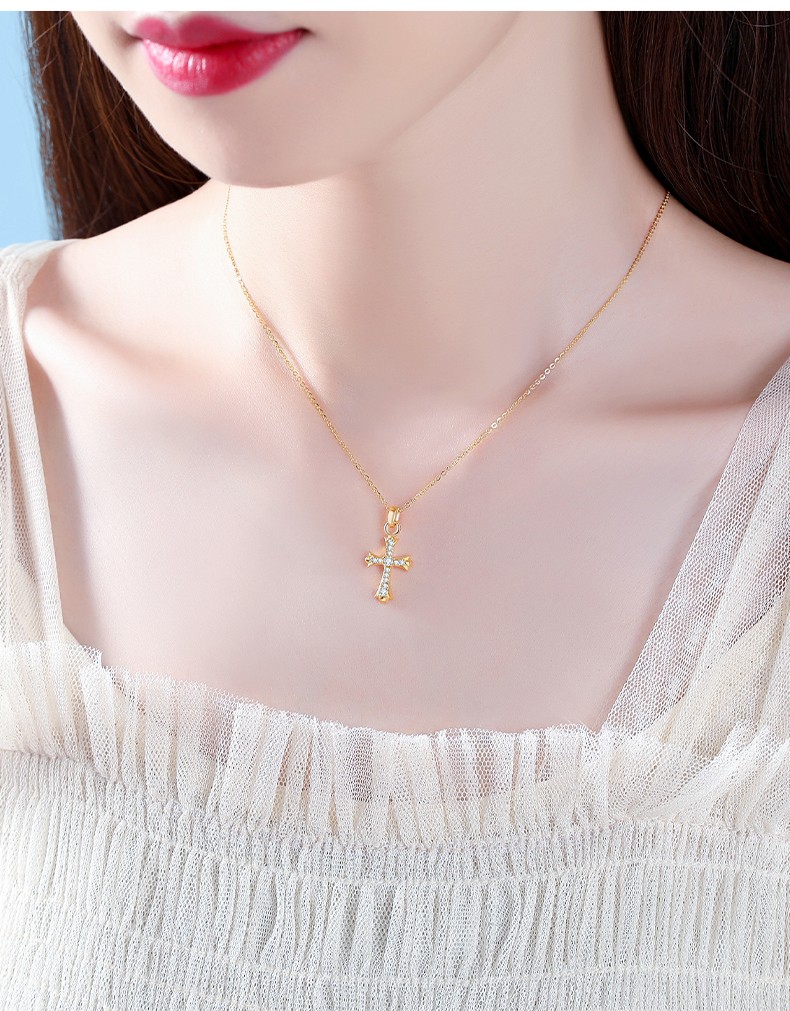 老凤凰999黄金项链女士十字架足金吊坠首饰女生速度与激情同款锁骨链