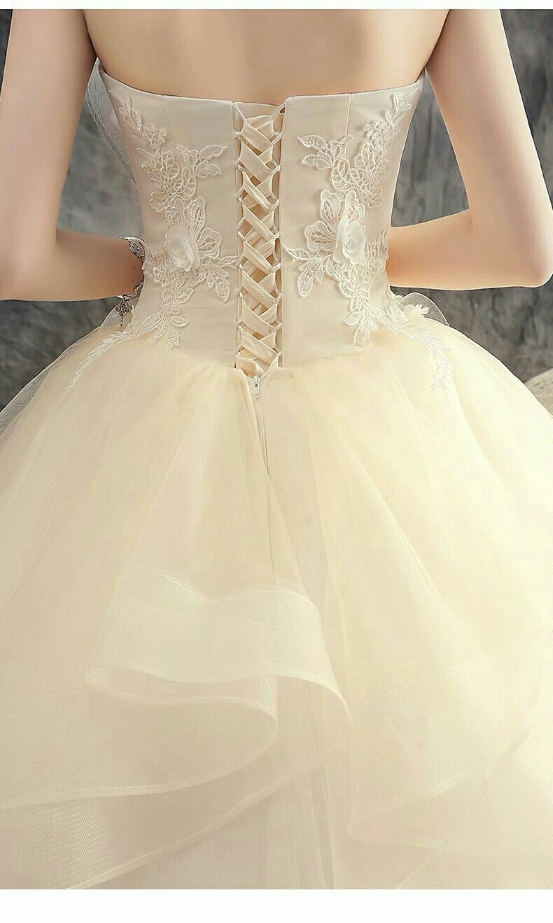 禹淑婚纱2021新款新娘结婚抹胸齐地蓬蓬裙简约成人礼网红轻婚纱出门纱