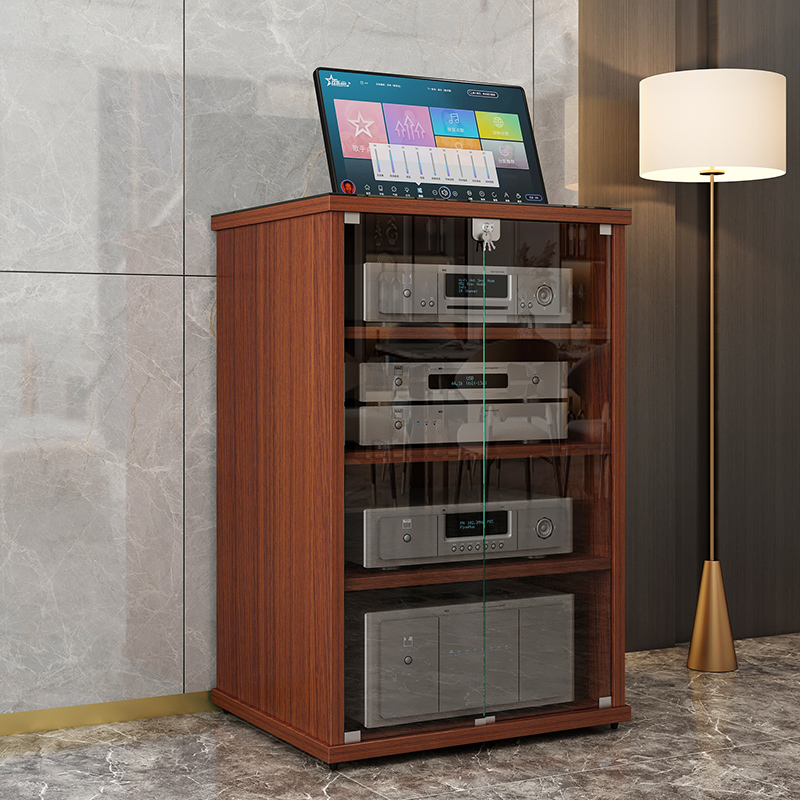 功放机柜功放架ktv设备柜家用功放柜家庭影院音响柜置物架子四层黑色