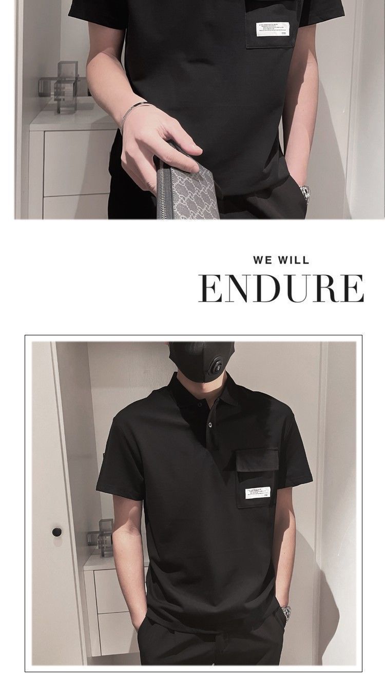 迈雷驰夏季短袖polo衫黑色痞帅体恤翻领半袖上衣t潮牌感男装上衣韩版