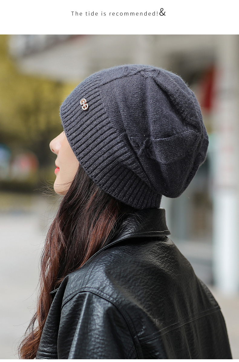 jeep吉普官方精品帽子年女冬保暖针织毛线帽冬季女士时尚洋气羊绒堆堆