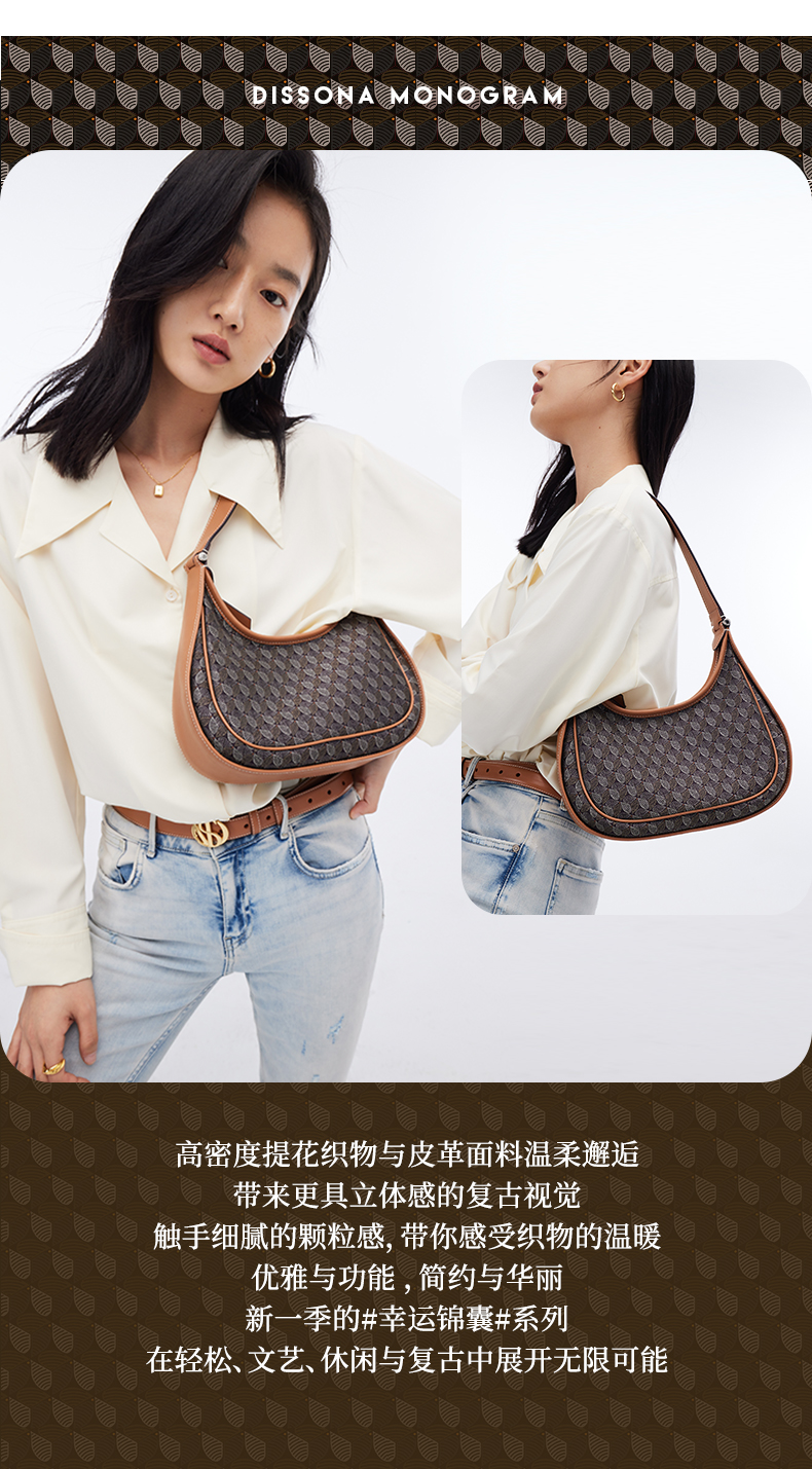 圣诞礼物dissona迪桑娜腋下包2021新款包包幸运锦囊老花单肩包迷你