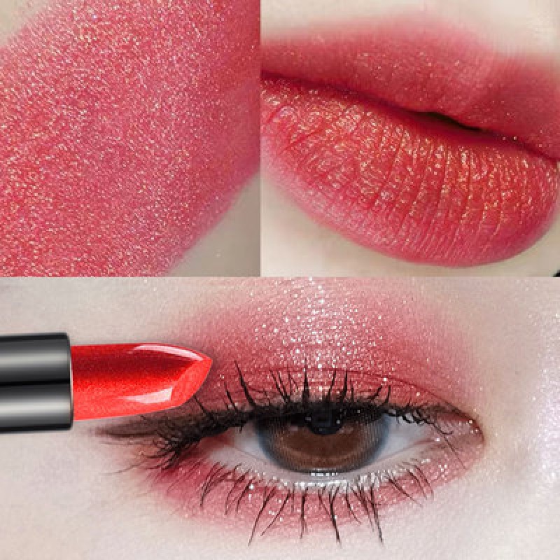 李佳琪金粉色人鱼姬口红珠光细闪亮片豆沙粉色眼影西柚橘奶茶番茄红