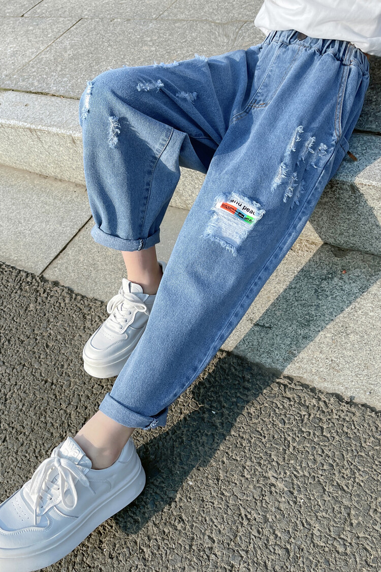 迷你木偶女童牛仔裤春秋外穿8岁女孩7时髦洋气春款宽松9大童春装儿童